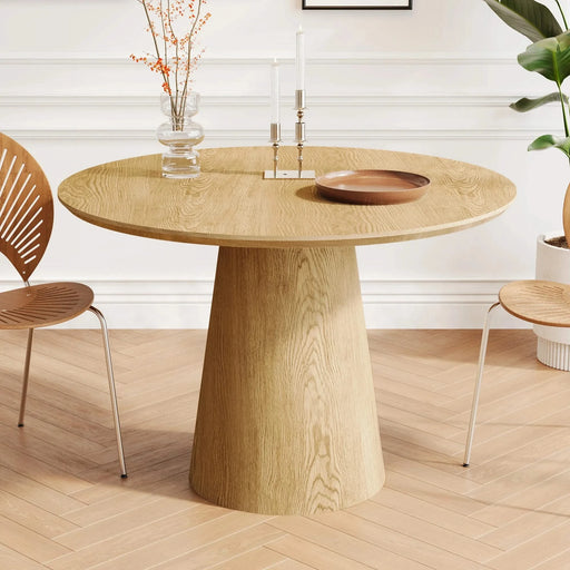 43 inch Wooden circular dining table, modern minimalist round table, natural wood colored table, Default -DTYStore