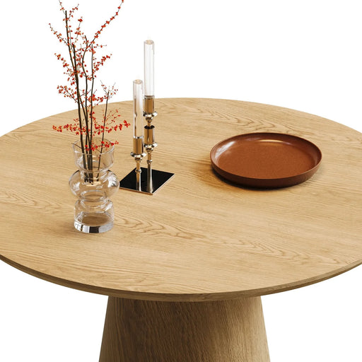 43 inch Wooden circular dining table, modern minimalist round table, natural wood colored table, Default -DTYStore