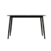Modern minimalist walnut wood grain tabletop dining table and chair 4-piece set, stylish dining table, kitchen dining table, black metal leg design, suitable for 4-6 people dining