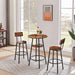 Round Bar Stool Set With Shelves, Stool With Backrest Rustic Brown, 23.6'' Dia x 35.4'' H - DTYStore