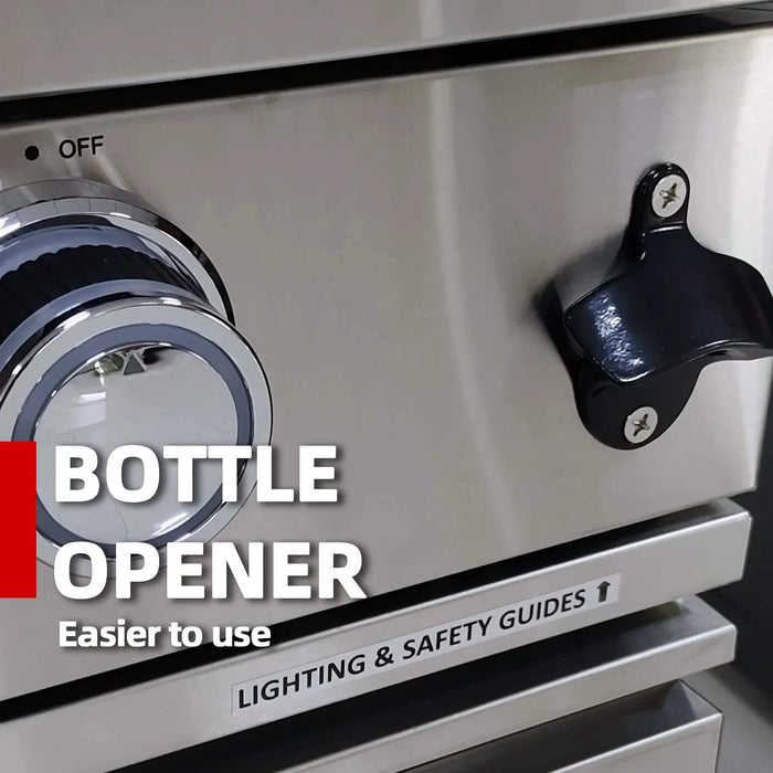 44-Inch 6-Burner 85000 BTU Deluxe Stainless Steel Gas Outdoor Kitchen Bar Barbecue Island Grill + Wine Cooler Compact Refrigerator + Rotisserie + Granite Countertops + Storage Cabinets & Drawers Default -DTYStore