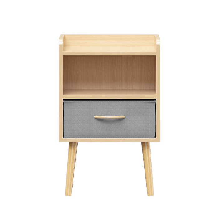 Nightstand With Collapsible Fabric Drawer, 2-Tier Storage End Table, Wood Side Table with Storage Cabinet or Kids, Adults - Oak - DTYStore