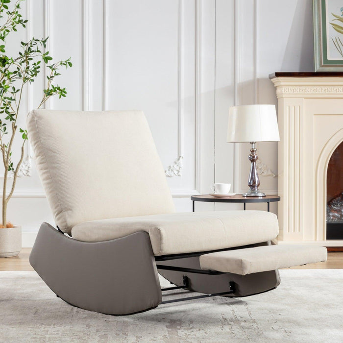 Modern Rocking Chair Recliner, Comfy Rocker Nursery Chair with Footrest, Accent Reading Chair, Upholstered Lounge Chair for Relaxing, Resting,Soft Padded Rocker for Indoor Living Room Bedroom,Gray - DTYStore