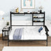 Full size Metal Daybed with Movable Desk, Metal Grid, Shelves and Clothes Hanger, Black - DTYStore