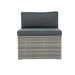 6 Pieces PE Rattan sectional Outdoor Furniture Cushioned Sofa set Grey Wicker, Dark Grey Cushion - DTYStore