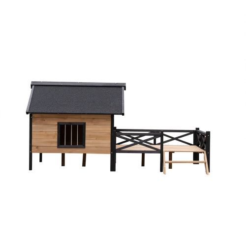 Outdoor Large Wooden Cabin House Style Wooden Dog Kennel with Porch - Image 9