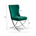 PrimeNest Noblesse Collection Upholstered Silver Legged Dining Chair, Set of 2, Green - DTYStore