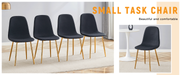 Luxury Simple Chair - Set of 4 BLACK Linen-Cotton Material High Resilience Dining Chair with Metal Golden Leg.Integral metal leg architecture,Suitable for various interior decoration styles. - DTYStore