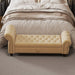 64.5" Bed Bench for Bed Room Nails Tufted Chaise of Lounge with Storage Velvet Upholstery Khaki - DTYStore