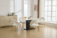 061-Set of 1 Teddy Fabric Dining Chairs With Curved Backrest and Golden Metal Legs for Kitchen or Dining Room ,White - DTYStore