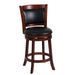 Comfortable Swivel Counter Height Chair 1pc Dark Cherry Finish Faux Leather Upholstery Solid Wood Furniture - DTYStore