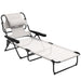 Outsunny Tanning Chaise Lounge Chair, 4-Position Beach Chair with Face & Arm Holes, Pillow headrest, Adjustable Sunbathing Chair, Cream White - DTYStore