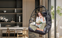 Swing Hammock Egg Basket Chairs Without Stand Indoor Outdoor, UV Resistant Cushion Hanging Chair, Foldable Frame 350lbs Capacity Ceiling Hammock Chair for Patio Porch Backyard Balcony - DTYStore
