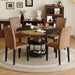 Table and chair set.A 47.3-inch diameter modern spliced color circular dining table - double-layer storage.Paired With 4 brown technology fabric dining chairs, simple and versatile, comfortable. - DTYStore