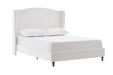 Hannah Upholstered Wingback Bed Size King / Tall 54" Headboard Upholstered King Bed / Premium Cream White Chenille / Minimalist Designs / No Box Spring Needed / Easy Assembly / King - DTYStore