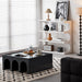 Multifunctional 4-Tier Black Book Shelf & Coffee Table for Living Room Bedroom Dining Room Study Entryway, Creative Furniture Floor Bookshelf, Minimalist Organizer Storage Shelves - DTYStore