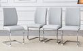 Luxury Simple Arch Chair - Set of 4 Light Gray PU Material High Resilience Dining Chair with Arched Metal Silver Leg. - DTYStore