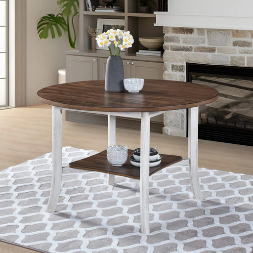 45.7inch Round Dining Table With Shelf Height 30 inch Modern Farmhouse Retro Design Default -DTYStore