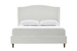 Hannah Upholstered Wingback Bed Size King / Tall 54" Headboard Upholstered King Bed / Premium Cream White Chenille / Minimalist Designs / No Box Spring Needed / Easy Assembly / King - DTYStore