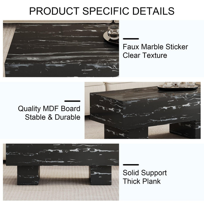 The Black Coffee Table has patterns. Modern rectangular table, suitable for living rooms and apartments. 43.3"*21.6"*17.2"