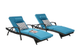 Outdoor Wicker Long Reclining Chair Set of 2 with Cushions, Wicker Reclining Lounge Chair Lawn Sunbathing Chairs Recliner up to 150° Beach Poolside Garden - DTYStore