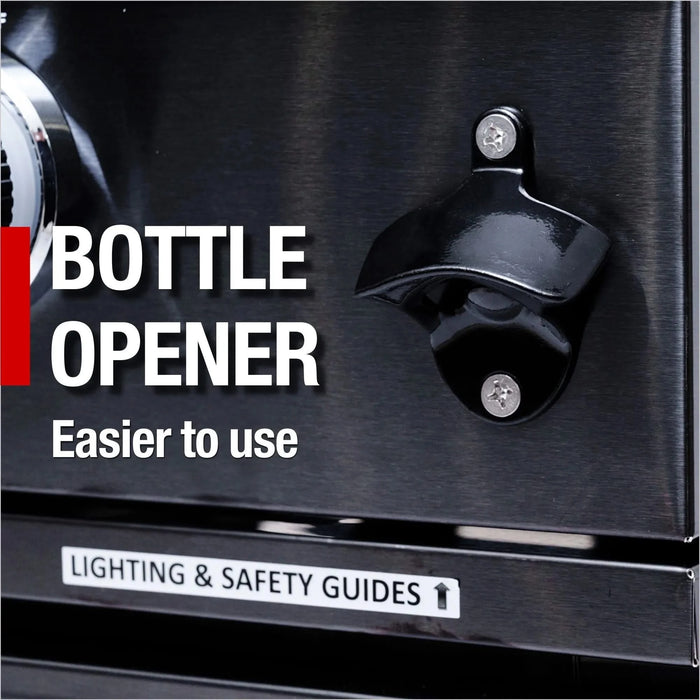 46-Inch 4-Burner 72000 BTU Deluxe Stainless Steel Gas Outdoor Kitchen Bar Barbecue Island Grill + Wine Cooler Compact Refrigerator + Rotisserie + Granite Countertops + Storage Cabinets & Drawers Default -DTYStore