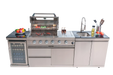 46-Inch 4-Burner 72000 BTU Deluxe Stainless Steel Gas Outdoor Kitchen Bar Barbecue Island Grill + Wine Cooler Compact Refrigerator + Rotisserie + Granite Countertops + Storage Cabinets & Drawers Default -DTYStore