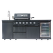 46-Inch 4-Burner 72000 BTU Deluxe Stainless Steel Gas Outdoor Kitchen Bar Barbecue Island Grill + Wine Cooler Compact Refrigerator + Rotisserie kit + Granite Countertops + Stainless steel Sink Default -DTYStore