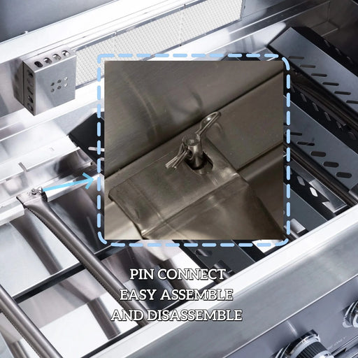 46-Inch 4-Burner 72000 BTU Deluxe Stainless Steel Gas Outdoor Kitchen Bar Barbecue Island Grill + Wine Cooler Compact Refrigerator + Rotisserie kit + Granite Countertops + Stainless steel Sink Default -DTYStore