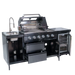 46-Inch 4-Burner 72000 BTU Deluxe Stainless Steel Gas Outdoor Kitchen Bar Barbecue Island Grill + Wine Cooler Compact Refrigerator + Rotisserie kit + Granite Countertops + Stainless steel Sink Default -DTYStore