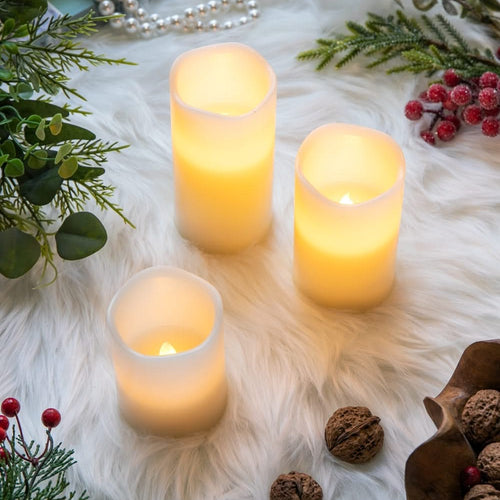 Set of 3 Ivory LED Candles with Remote Timer, L:D3X6' M:D3X5' S:D3X4' - Image 8