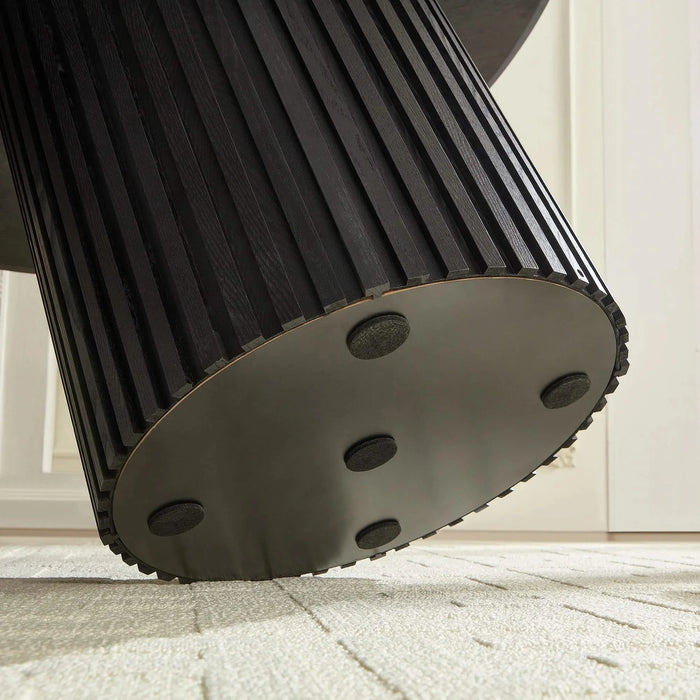 46.45 inch MDF Dining Table for Dining Room Round Dinner Tables Mid-Century Modern Table BLACK Default -DTYStore