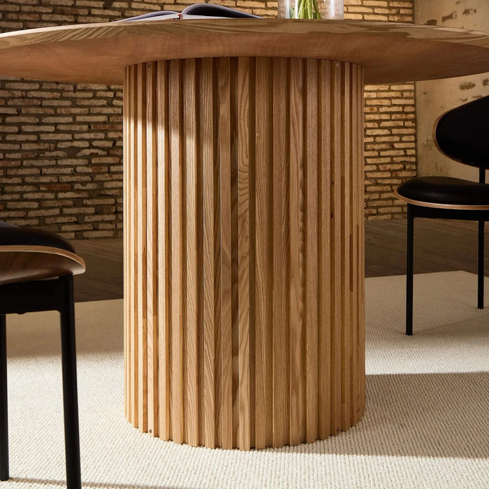 46.45 inch MDF Dining Table for Dining Room Round Dinner Tables Mid-Century Modern Table OAK Default -DTYStore