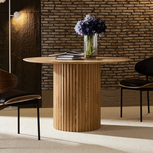 46.45 inch MDF Dining Table for Dining Room Round Dinner Tables Mid-Century Modern Table OAK Default -DTYStore