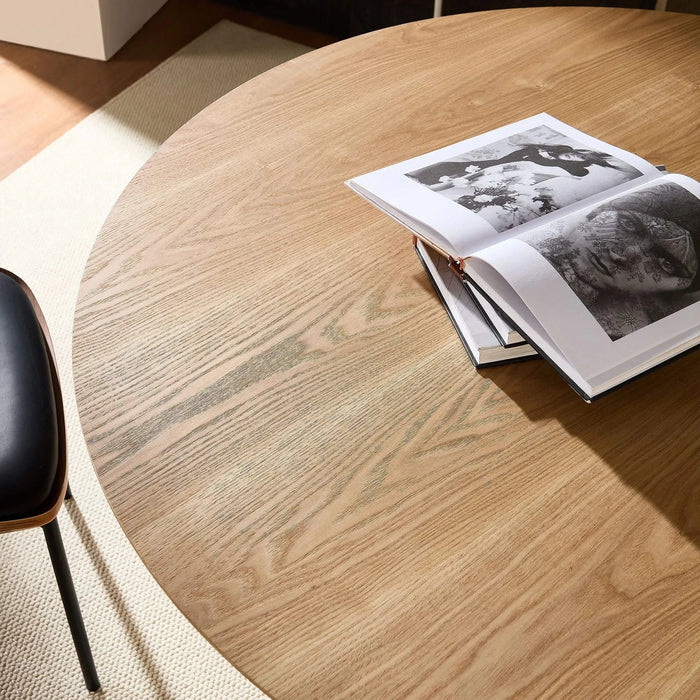 46.45 inch MDF Dining Table for Dining Room Round Dinner Tables Mid-Century Modern Table OAK Default -DTYStore