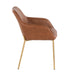 Daniella Contemporary Dining Chair in Gold Metal and Camel Faux Leather by LumiSource - Set of 2 - DTYStore