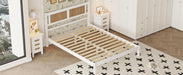 3-Pieces Bedroom Sets Queen Size Wooden Platform Bed with Natural Rattan Headboard, Nightstands Set of 2 with Rattan-Woven Surfaces and Three Drawers for Bedroom, White - DTYStore