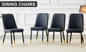 Modern dining chairs, equipped with PU artificial leather backrest cushions and black metal legs, suitable for restaurants, kitchens, and bedrooms. Set of 4 pieces (black+PU leather)C-007 - DTYStore