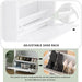 Functional Entryway Organizer with 2 Flip Drawers, Wood Grain Pattern Top Shoe Cabinet with Drawer, Free Standing Shoe Rack with Adjustable Panel for Hallway, White - DTYStore