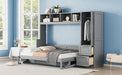 Full Size Murphy Bed Wall Bed with Closet and Drawers,Gray - DTYStore
