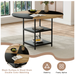 Table and chair set.A 47.3-inch diameter modern spliced color circular dining table - double-layer storage.Paired With 4 Light Gray Linen-Cotton Material High Resilience Dining Chair with Metal Leg. - DTYStore