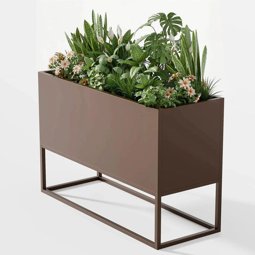 47*18*18 inch Large Metal Rectangular Planter with Shelves and Drainage Holes for Indoor/Outdoor Use, Perfect for Tall Plants, Flowers, or Shrubs in High-Traffic Areas Default -DTYStore