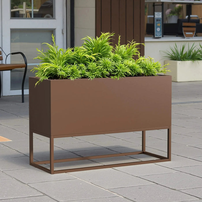 47*18*18 inch Large Metal Rectangular Planter with Shelves and Drainage Holes for Indoor/Outdoor Use, Perfect for Tall Plants, Flowers, or Shrubs in High-Traffic Areas Default -DTYStore