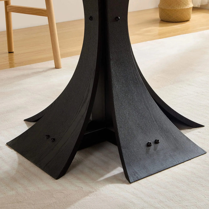 47.24'' Round Modern Style MDF Wood Dining Table in Black Suitable for Kitchen, Living Room, Cafe, Milk Tea Shop Default -DTYStore