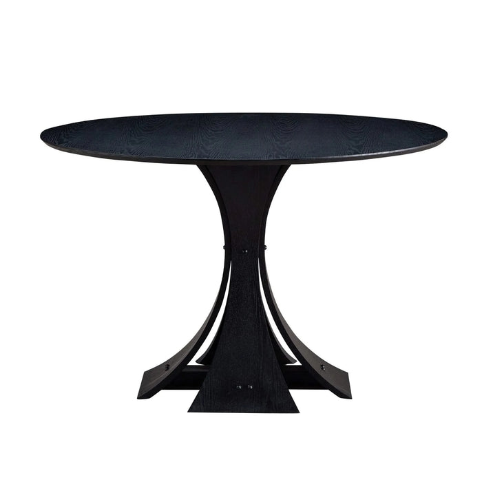 47.24'' Round Modern Style MDF Wood Dining Table in Black Suitable for Kitchen, Living Room, Cafe, Milk Tea Shop Default -DTYStore