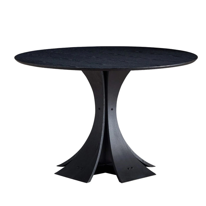 47.24'' Round Modern Style MDF Wood Dining Table in Black Suitable for Kitchen, Living Room, Cafe, Milk Tea Shop Default -DTYStore