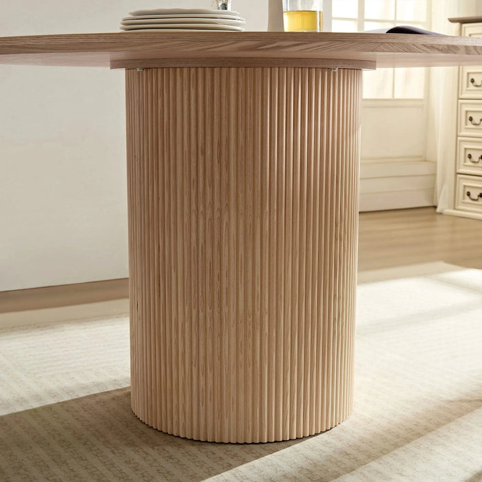 47,24 inch MDF Dining Table for Dining Room Round Dinner Tables Mid-Century Modern Table OAK Default -DTYStore