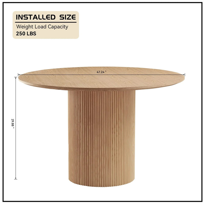 47,24 inch MDF Dining Table for Dining Room Round Dinner Tables Mid-Century Modern Table OAK Default -DTYStore