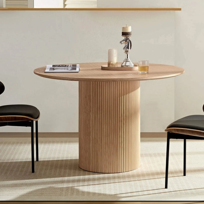 47,24 inch MDF Dining Table for Dining Room Round Dinner Tables Mid-Century Modern Table OAK Default -DTYStore