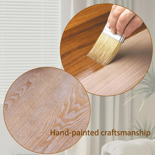 47.2 Rustic Carved Wood Coffee Table – Handcrafted Look with Ornate Side Panels, Natural Finish Default -DTYStore